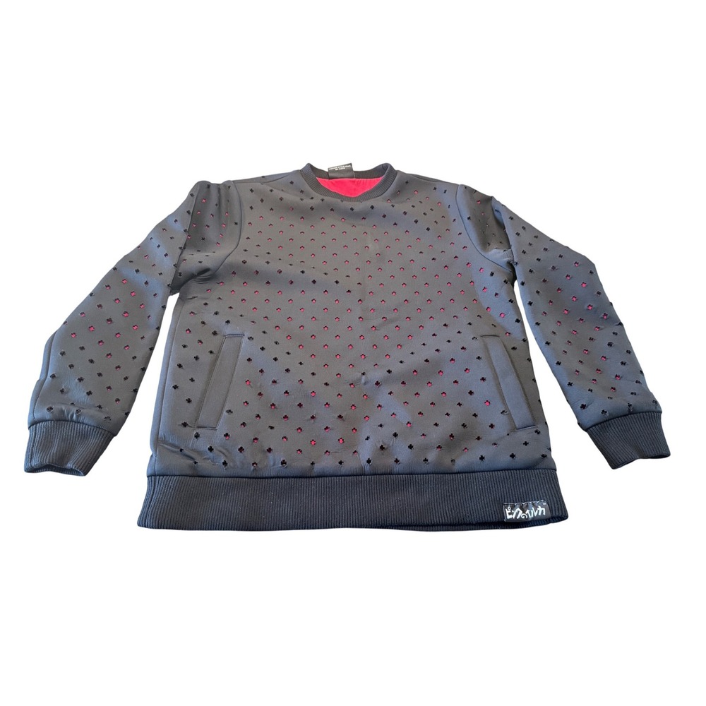 Pink Dolphin Y2K Geometric Cutout‎ Cross Crewneck Sweatshirt Black Red L 3h
